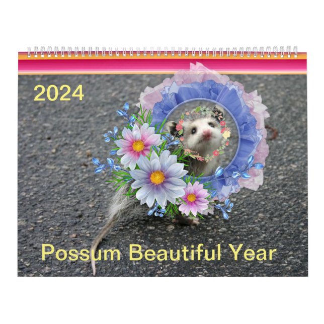 Calendrier 2024 Grenouille colorée Opossum Floral (Protection)