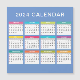 Calendrier 2024 mignon et coloré   Magnet