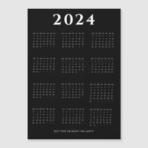Calendrier 2024 noir, moderne, minimaliste