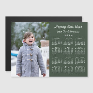 Calendrier 2024 Photo Bonne année Magnet vert