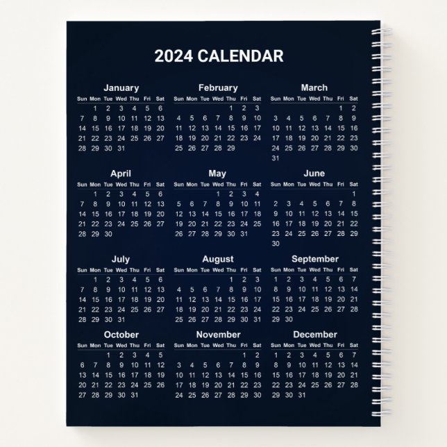 Calendrier 2024 simple mais élégant | CARNET (Dos)