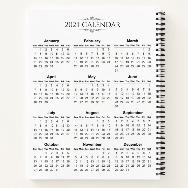 Calendrier 2024 simple mais élégant | CARNET (Dos)