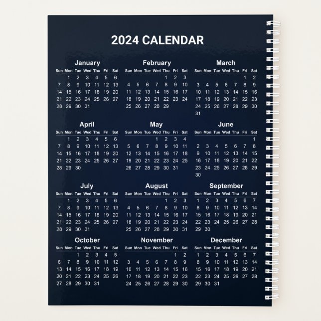 Calendrier 2024 simple mais élégant | Planificateu (Dos)