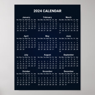 Calendrier 2024 simple mais élégant   Poster