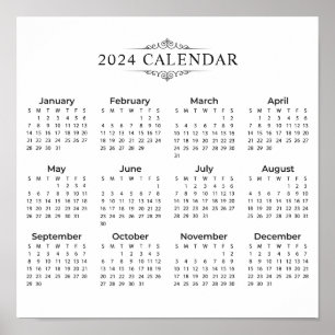 Calendrier 2024 simple mais élégant Poster