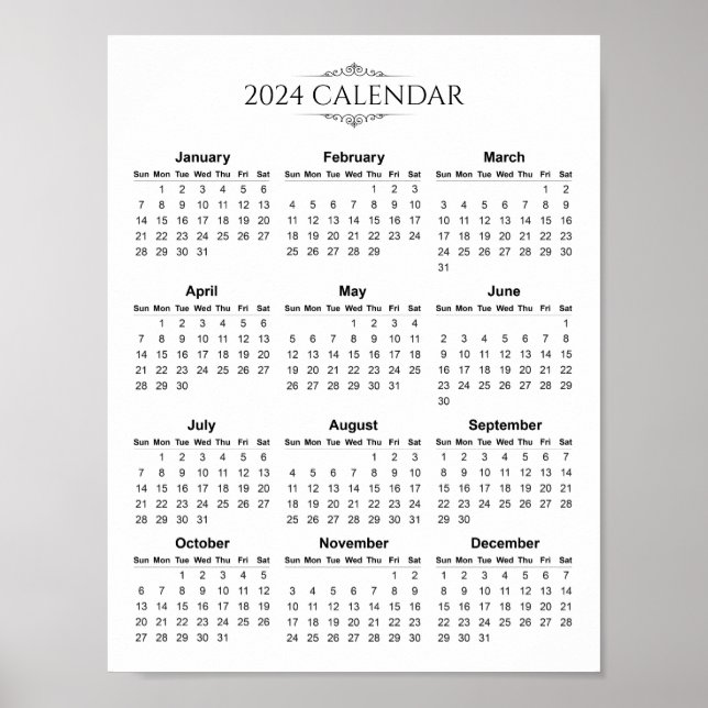 Calendrier 2024 simple mais élégant | Poster (Devant)