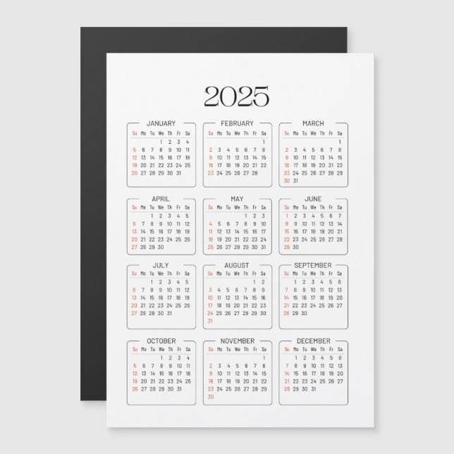 Calendrier 2025 (Devant / Derrière)