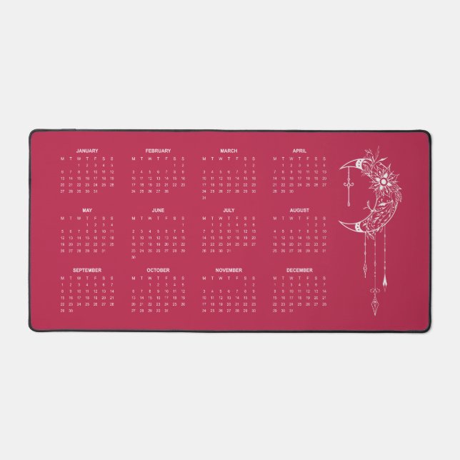 Calendrier 2025 Année complète Boho Dusty Rose Des (Recto)
