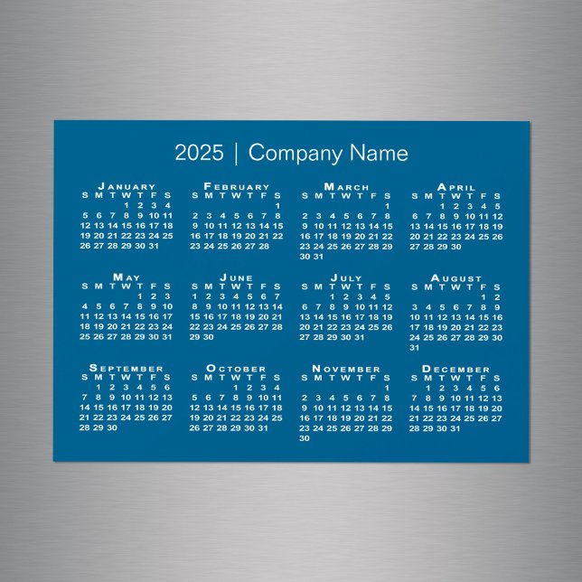 Calendrier 2025 avec nom de société Blue Magnet (2025 Calendar with Company Name Blue Magnet in situ)
