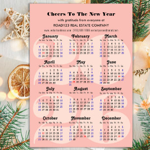Calendrier 2025 Business Pink Minimalist Magnetic