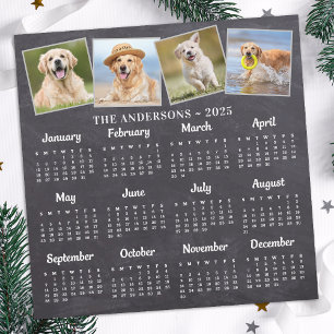 Calendrier 2025 Custom 4 Photo Rustic Chalkboard