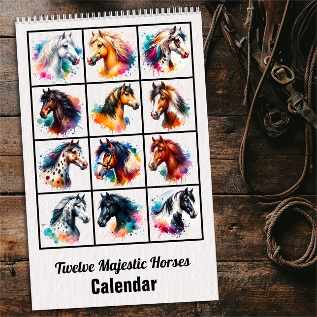 Calendrier 2025 de 12 chevaux majestueux (Créateur téléchargé)