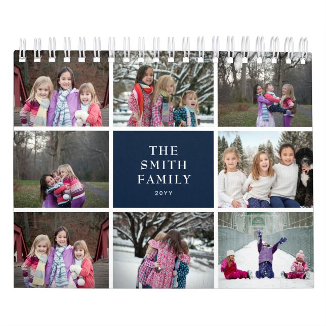 Calendrier 2025 de collage de 8 photos de famille (Protection)