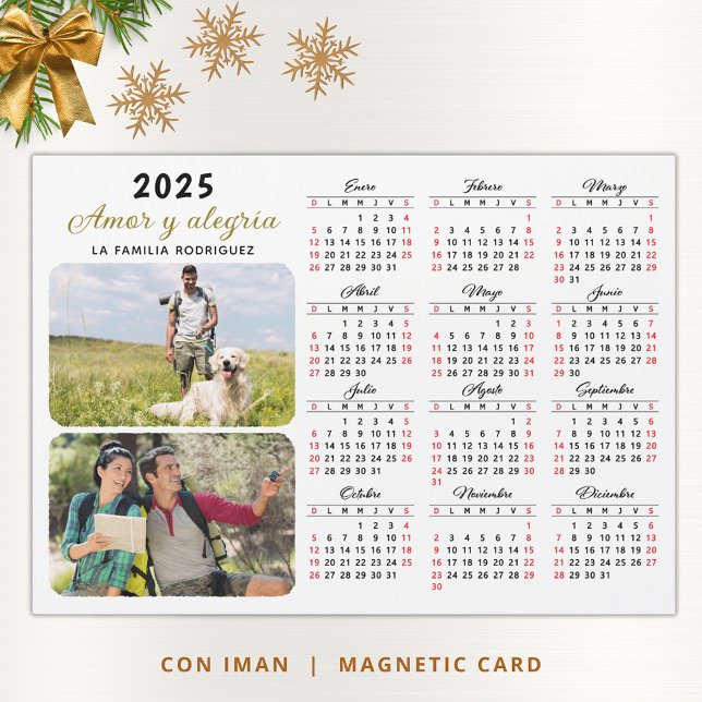 Calendrier 2025 en espagnol avec photo Fridge Magn (Créateur téléchargé)