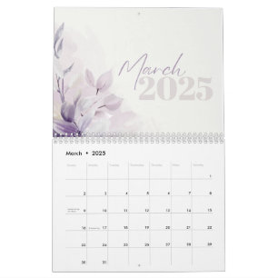 Calendrier 2025 Floral Purple Aquarelle