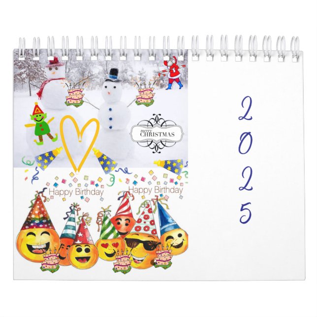 Calendrier 2025 Joyeux Noël Joyeux anniversaire (Protection)