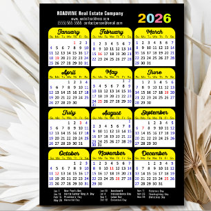 Calendrier 2025 Minimaliste noir entreprise magnét