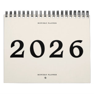 Calendrier 2025 Moderne Noir Beige Américain Planificateur me
