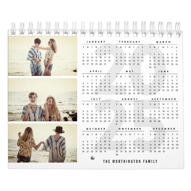 Calendrier 2025 Nouvel An Simple Moderne Multi 3 Photo Collag (Protection)