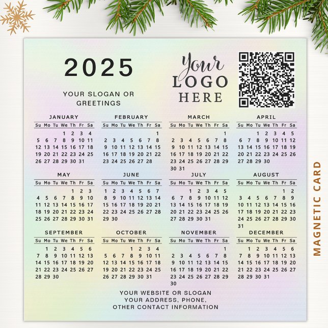 Calendrier 2025 QR Code Société Logo Pastel Colorf (Créateur téléchargé)
