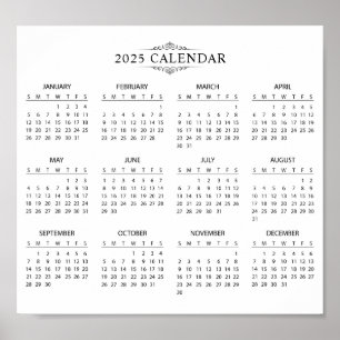 Calendrier 2025 simple mais élégant Affiche