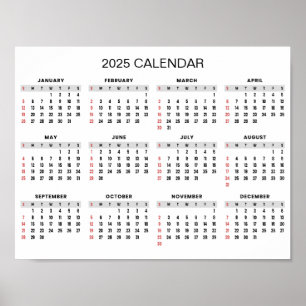 Calendrier 2025 simple mais élégant   Affiche