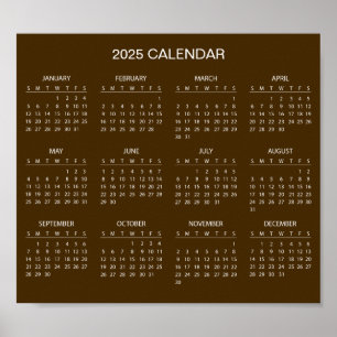 Calendrier 2025 simple mais élégant   Affiche