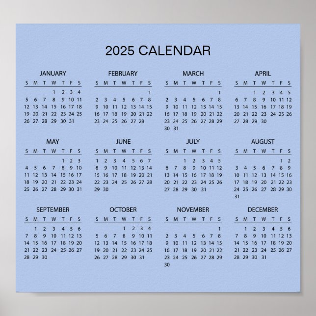 Calendrier 2025 simple mais élégant | Affiche (Devant)