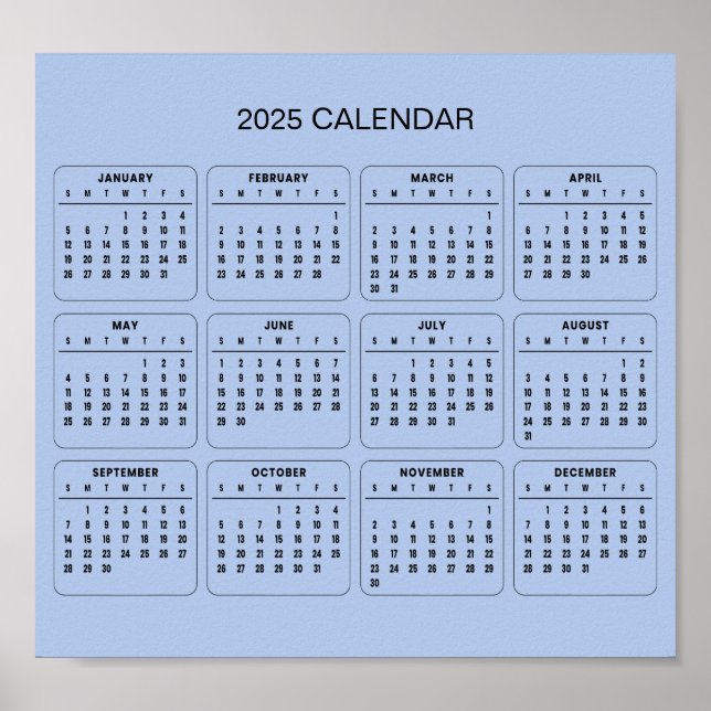 Calendrier 2025 simple mais élégant | Affiche (Devant)
