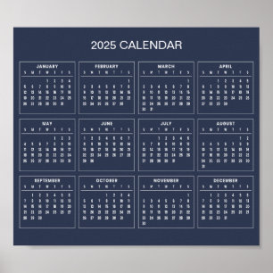 Calendrier 2025 simple mais élégant Affiche