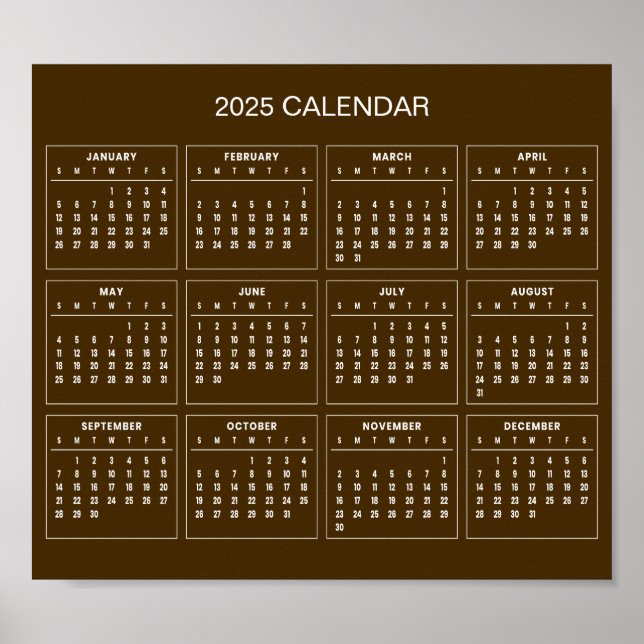 Calendrier 2025 simple mais élégant | Affiche (Devant)