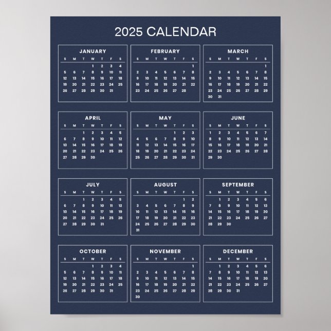 Calendrier 2025 Simple mais Élégant |  Affiche (Devant)