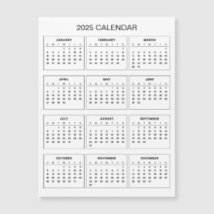 Calendrier 2025 simple mais élégant   Carte magnét