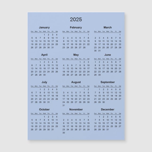 Calendrier 2025 simple mais élégant | Carte magnét (Devant)