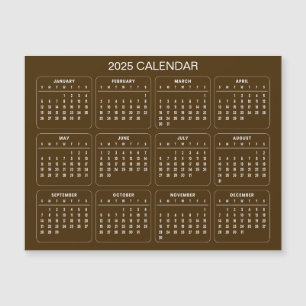 Calendrier 2025 simple mais élégant   Carte magnét