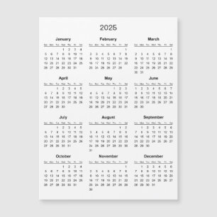 Calendrier 2025 simple mais élégant   Carte magnét