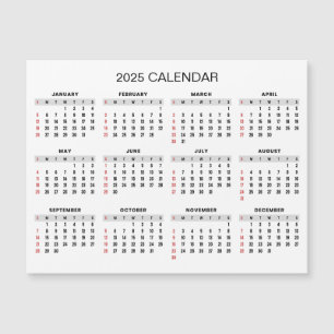 Calendrier 2025 simple mais élégant   Carte magnét
