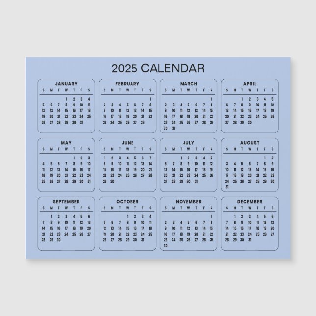 Calendrier 2025 simple mais élégant | Carte magnét (Devant)