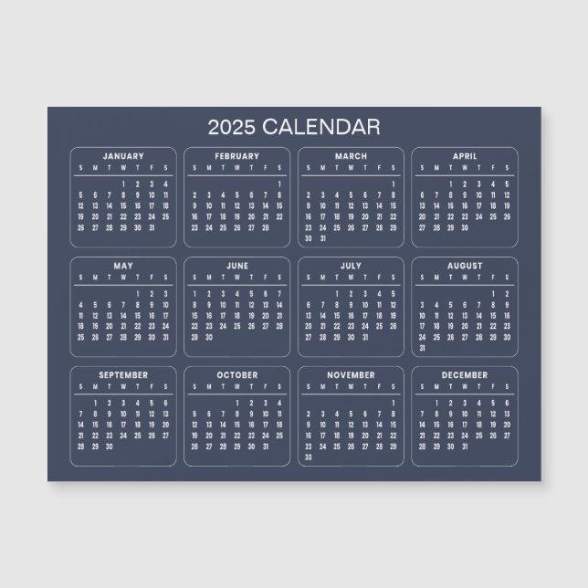 Calendrier 2025 simple mais élégant | Carte magnét (Devant)