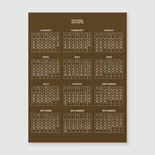 Calendrier 2025 simple mais élégant   Carte magnét