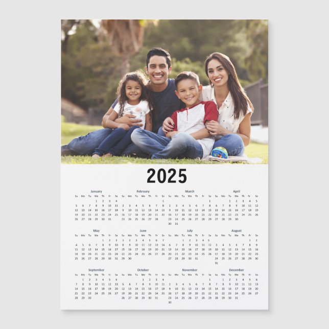 Calendrier 2025 Simple Photo Vue Annuelle (Devant)