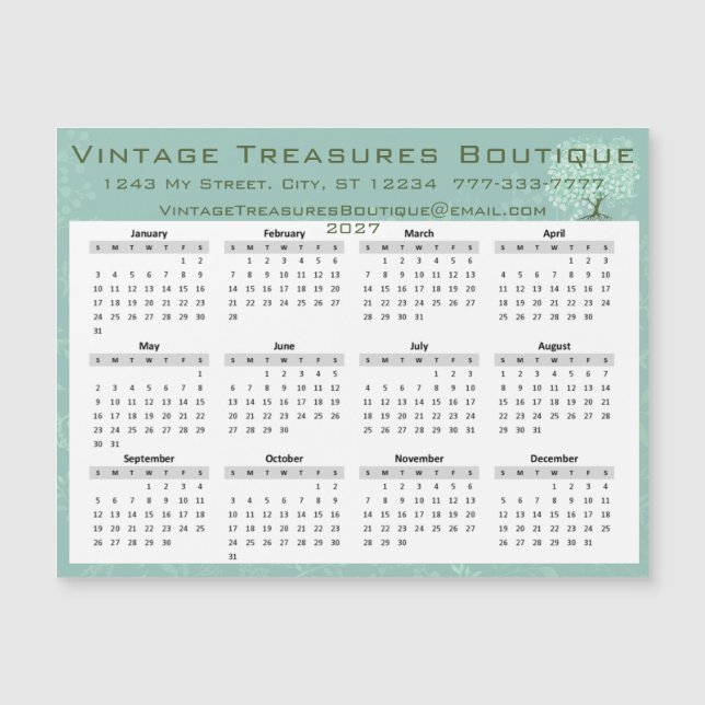 Calendrier 2025 Vert Menthe Cœur Feuille Arbre (Devant)