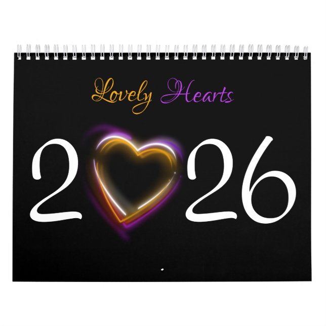 Calendrier 2026 | 12 Beaux Coeurs Romantiques (Protection)