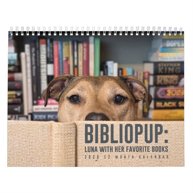 Calendrier 2026 12 month Calendar BiblioPup: Luna & Books (Protection)