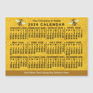 Calendrier 2026 abeille nid d'abeille personnalisé