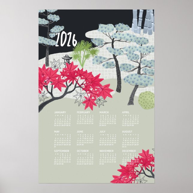 Calendrier 2026 Affiche Jardin Japonais (Devant)