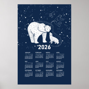 Calendrier 2026 Affiche Ours Polaire Baiser