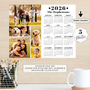 Calendrier 2026 Affiche personnalisée avec 5 photo