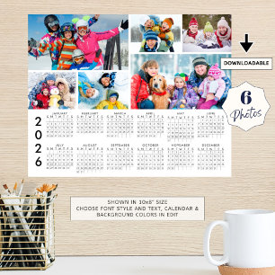 Calendrier 2026 Affiche personnalisée avec 6 photo