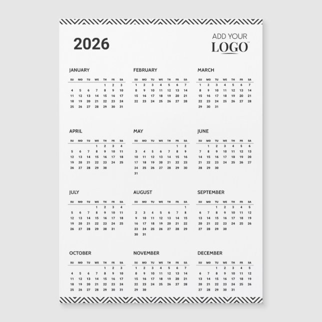 Calendrier 2026 Aimant pour Réfrigérateur de Marqu (Devant)
